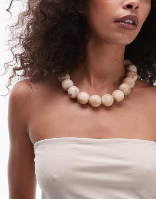 Mango marble beaded neacklace in cream | ASOS | ASOS (Global)