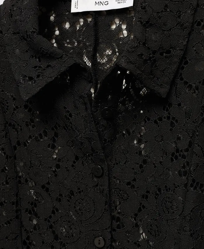 MANGO Lace Button-Up Shirt | Nordstrom | Nordstrom
