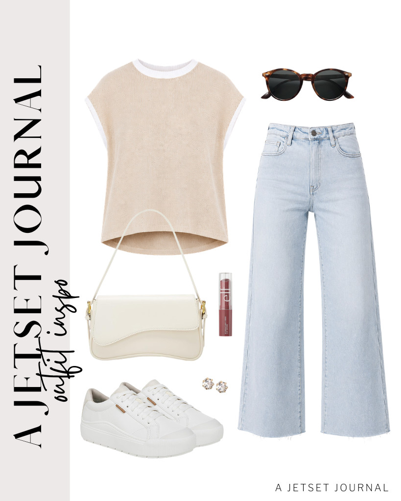 The first outfit includes a cozy cap-sleeve sweater vest paired with Allimy high-waisted jeans. For footwear, the popular Dr. Scholl's shoes are perfect. To style the fit, add this matching Shoulder Bag.

#LTKSeasonal #LTKSaleAlert #LTKTravel
 

 