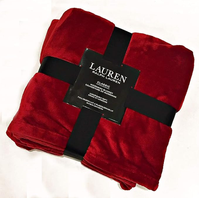 Classic Monogram Burgundy Micromink Plush All Season Luxury Blanket | Full/Queen 90" x 90" | Amazon (US)