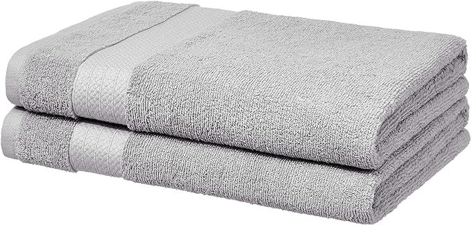 Amazon Basics Performance Bath Towels, Set of 2, Soft Silver | Amazon (US)