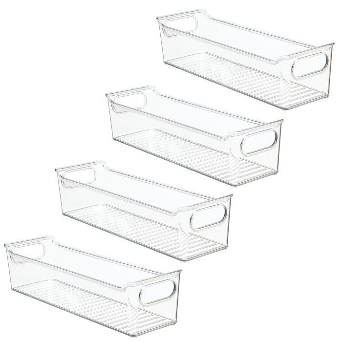mDesign Wide Plastic Kitchen Pantry Cabinet Food Storage Bin, 4 Pack - Clear | Target