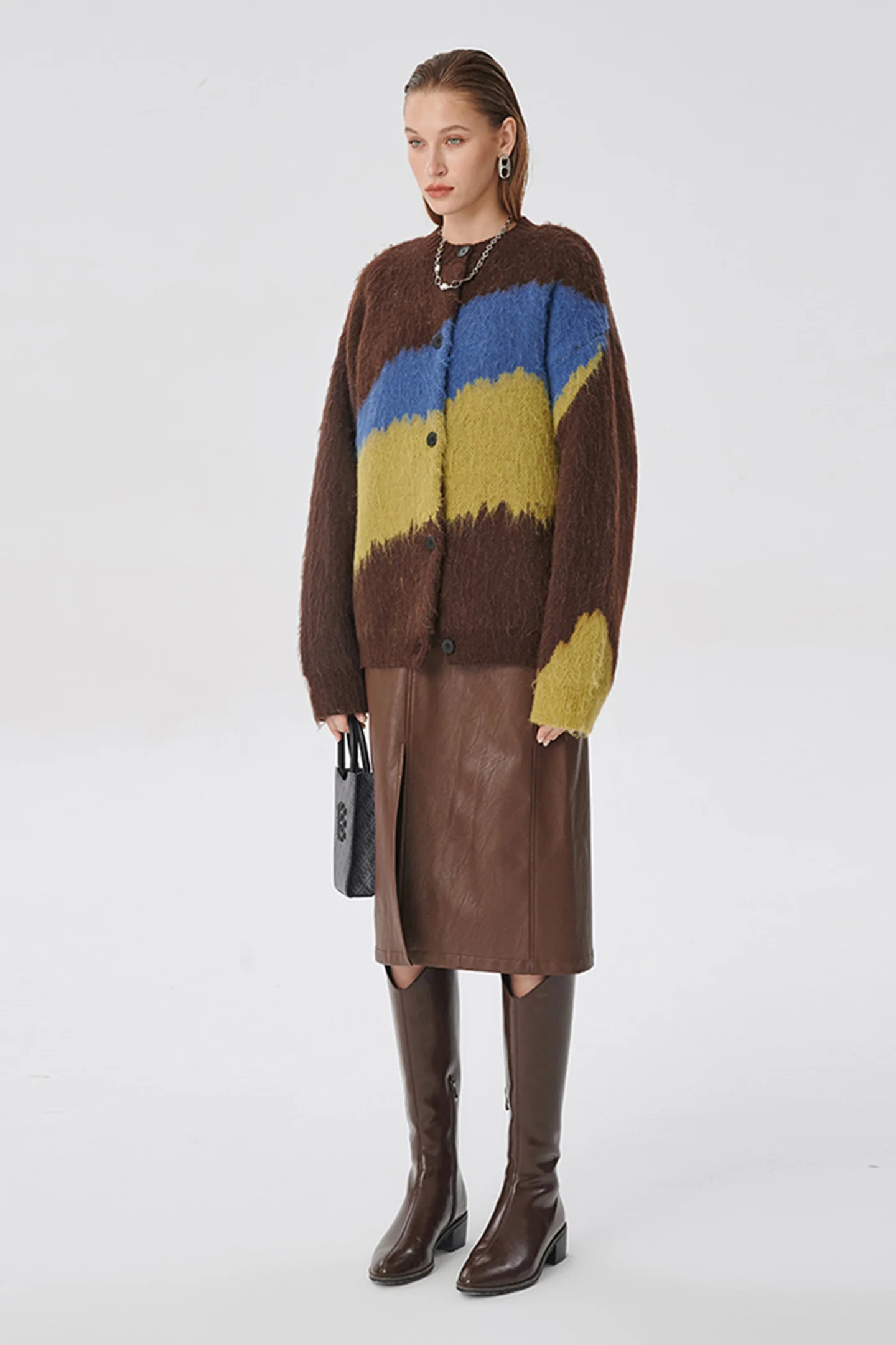 SELFWHO wool colorblock plush sweater | SELFWHO