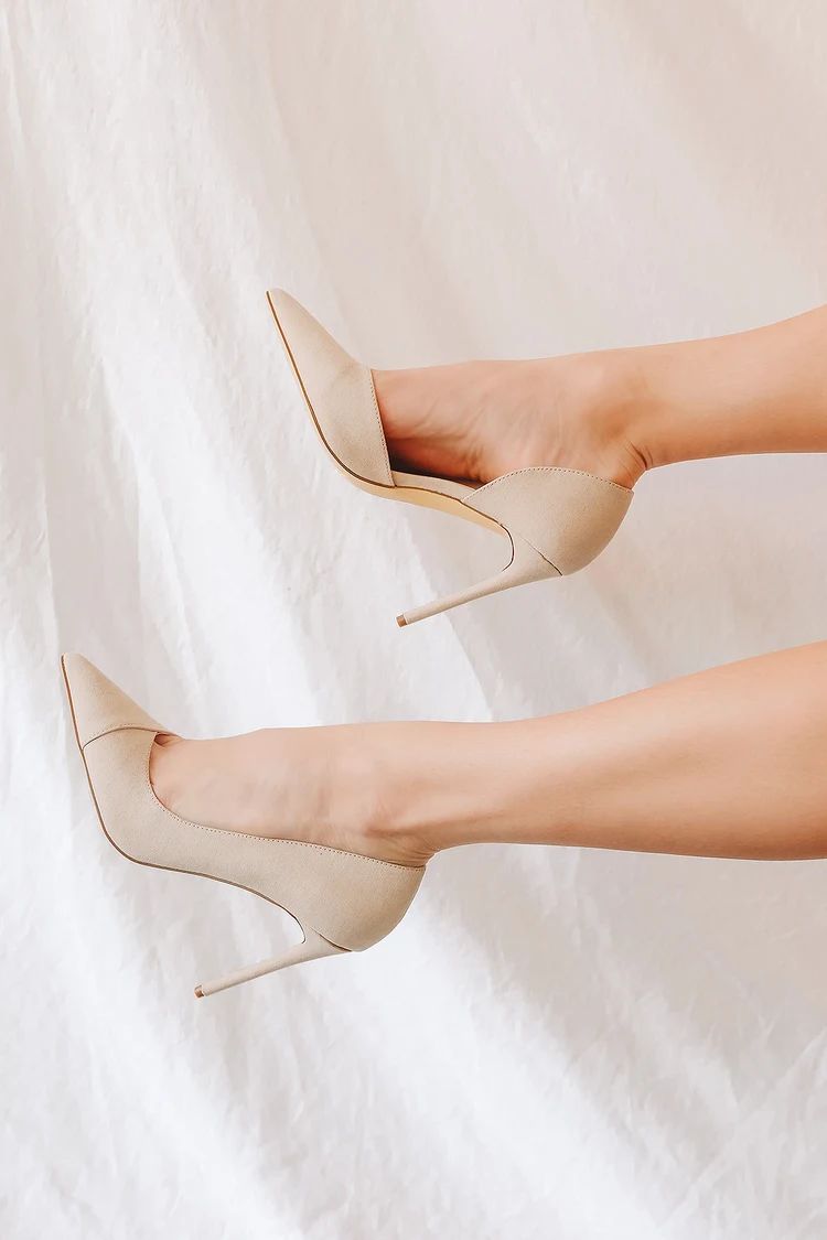 Satsuki Light Nude Suede Pointed-Toe D'Orsay Pumps | Lulus