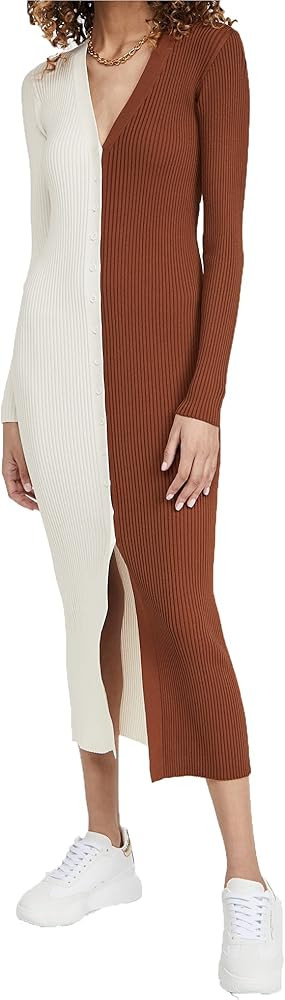 ALENDA DANMOS Womens Deep V Neck Button Down Long Knit Cardigan Outerwear Bodycon Long Sleeves Sw... | Amazon (US)