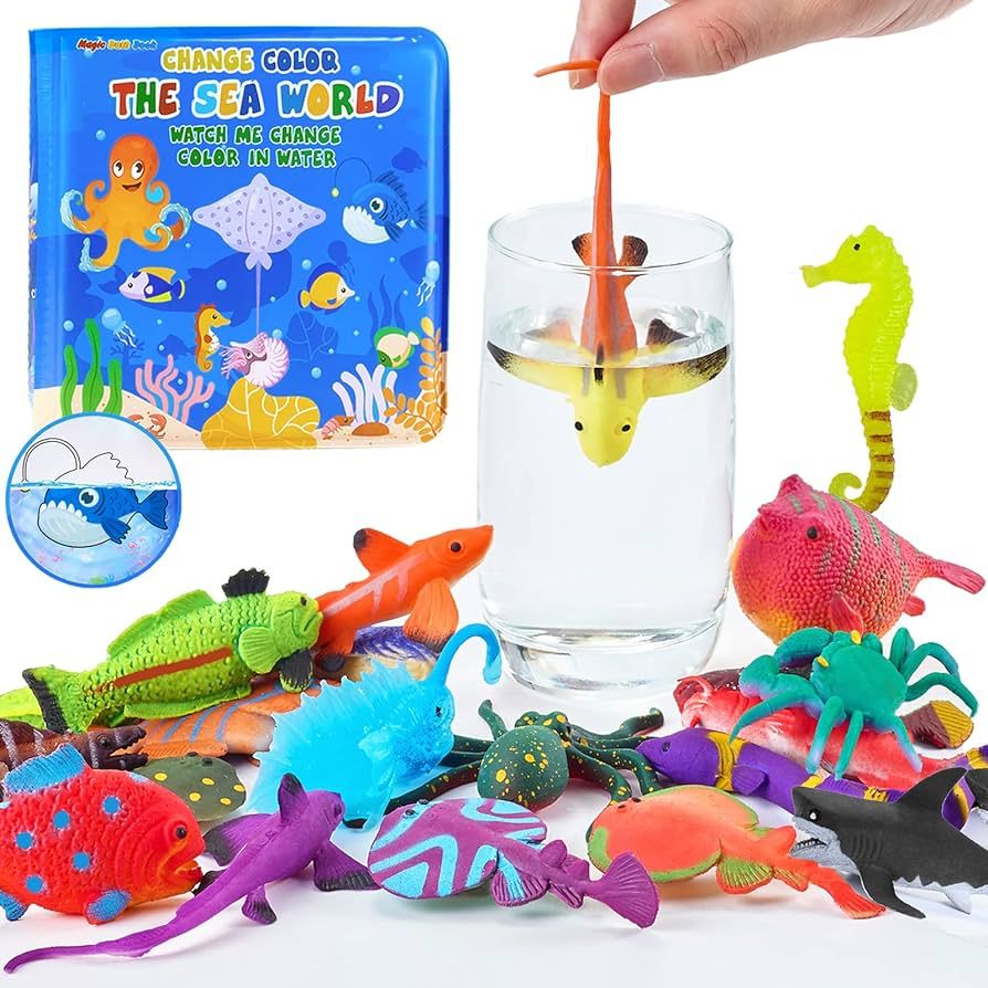 Color Changing Mold Free Bath Toys for Toddlers Kids, Color Change Sea Creatures Ocean Animal Toy... | Amazon (US)