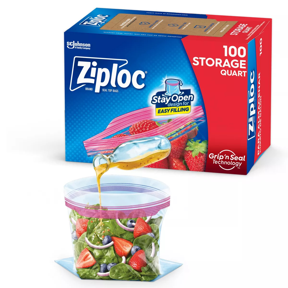 Ziploc Storage Quart Bags with Grip 'n Seal Technology - 100ct | Target