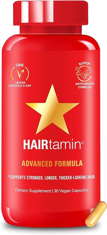 HAIRtamin Vegan Hair Vitamins for Faster Hair Growth | All Natural Biotin Hair Growth Vitamin Cap... | Amazon (US)