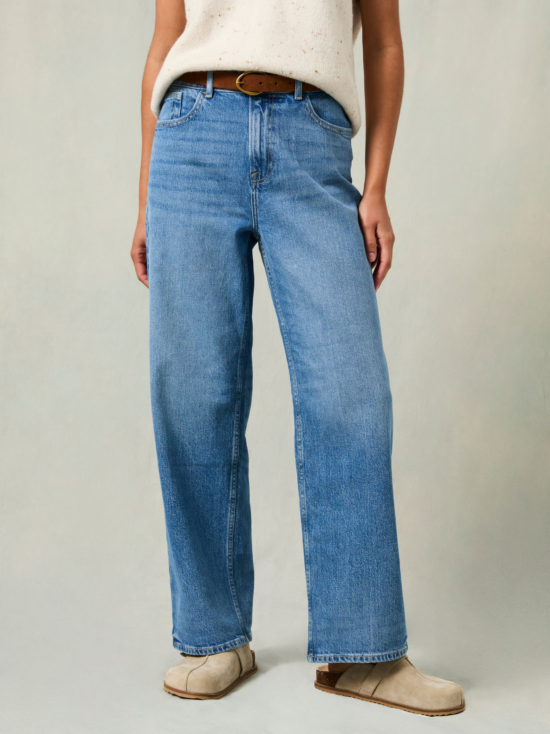 Filby Light Wash Relaxed Straight Jeans | Fat Face