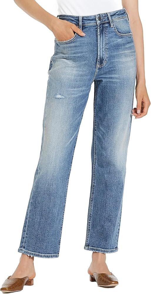 DEAR JOHN 90’s Straight Leg Jeans High Rise Relaxed Slim Fit Ankle Length Comfort Stretch Denim | Amazon (US)