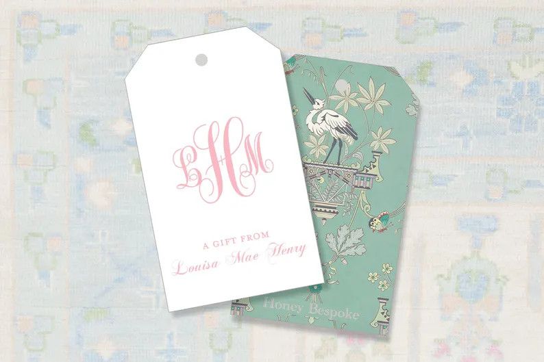 Personalized Monogram Gift Tags | Chinoiserie Enclosure Cards | Etsy (Global)
