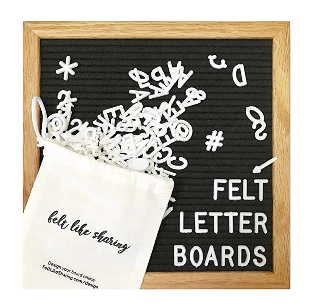 Handmade Felt Letter Board Set with Wood Oak Frame 10x10 inch - Comes with 300 3/4 Inch White Let... | Etsy (US)