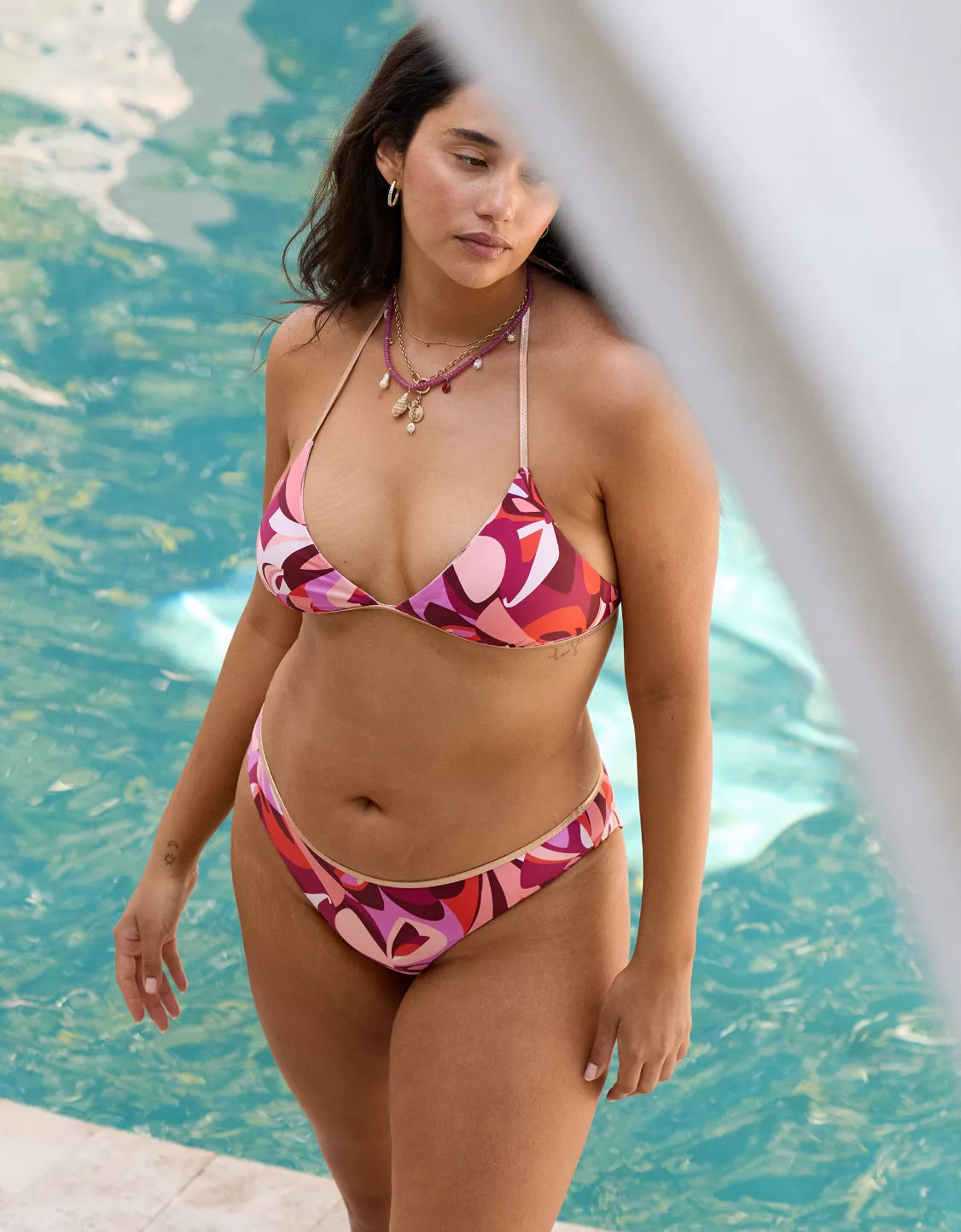 Aerie Reversible Metallic Binding Halter Triangle Bikini Top | Aerie