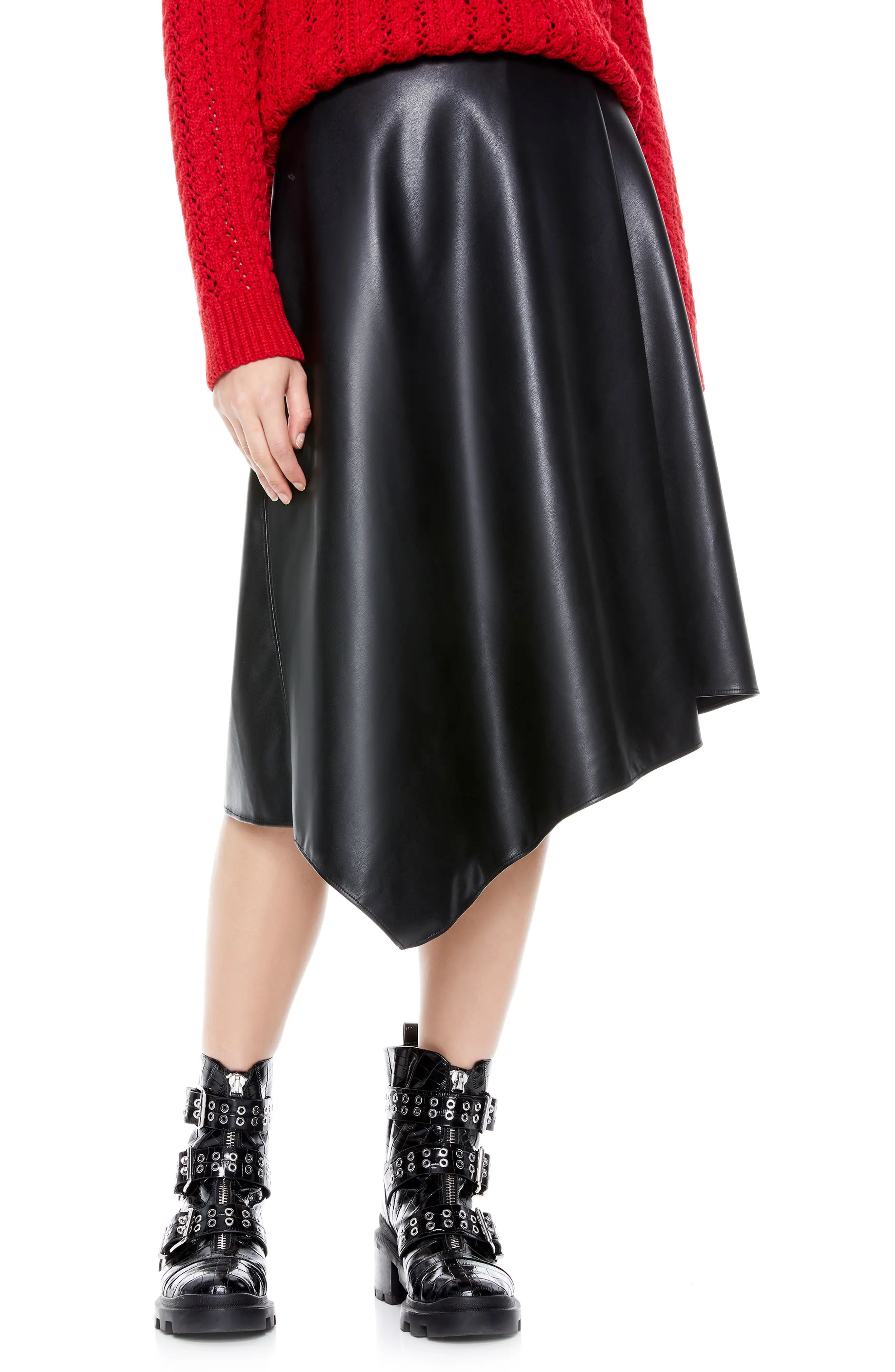 Women's Alice + Olivia Jayla Asymmetrical Faux Leather Skirt, Size 6 - Black | Nordstrom