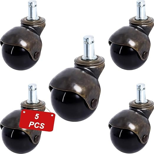 Podoy Antique Caster Wheels for Furniture 2'' Brass Ball with Stem Socket (Pack of 5) Vintage Rol... | Amazon (US)