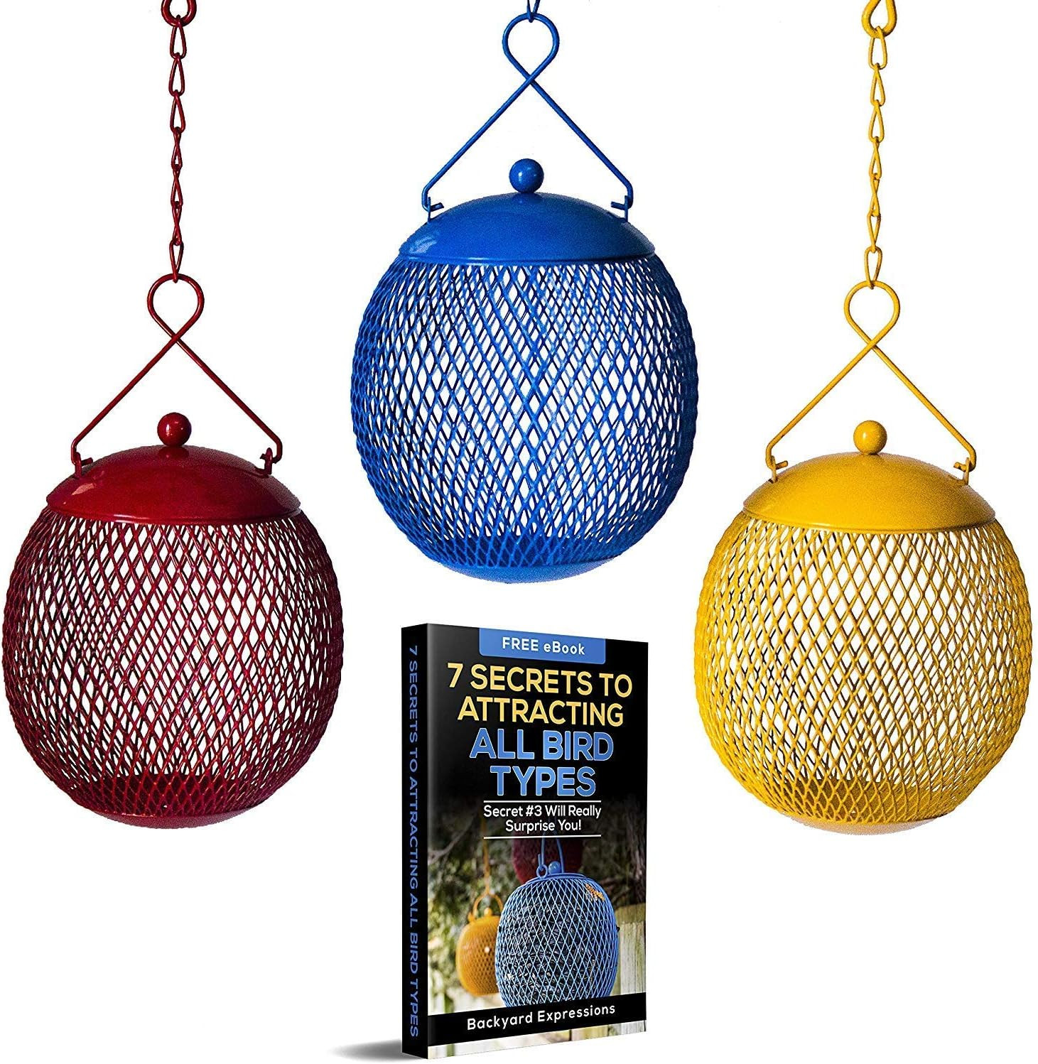 Backyard Expressions - Set of 3 Squirrel Proof Bird Feeders for Outside - Bonus Ebook and Bird At... | Amazon (US)