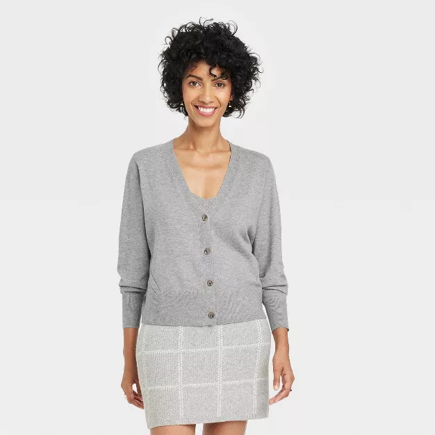 Women's Button-Front Fine Gauge Ribbed Cardigan - A New Day™ | Target