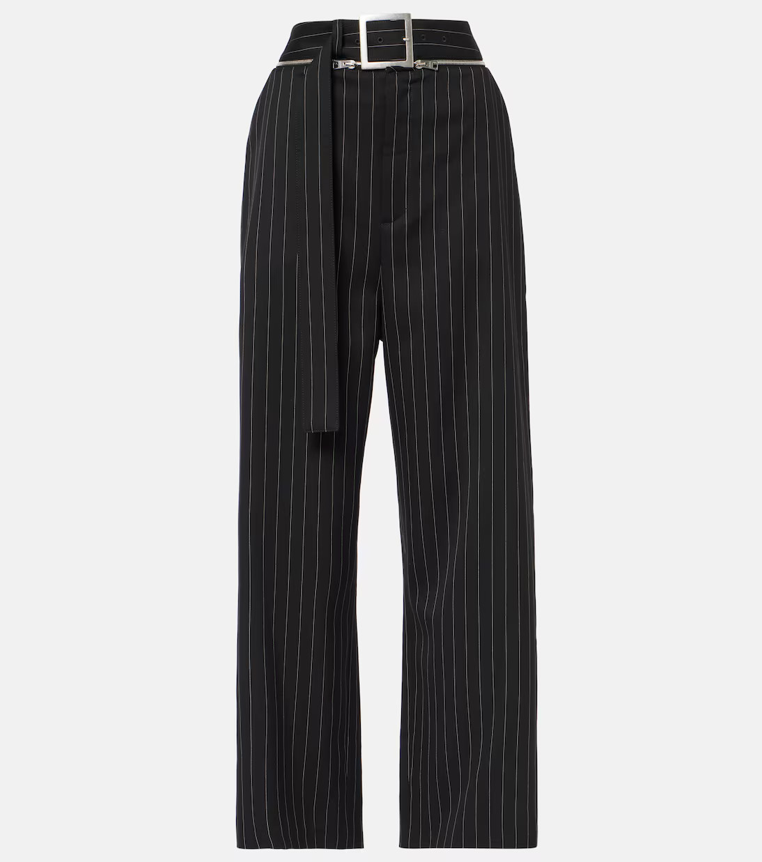 Pinstripe high-rise virgin wool wide-leg pants | Mytheresa (UK)