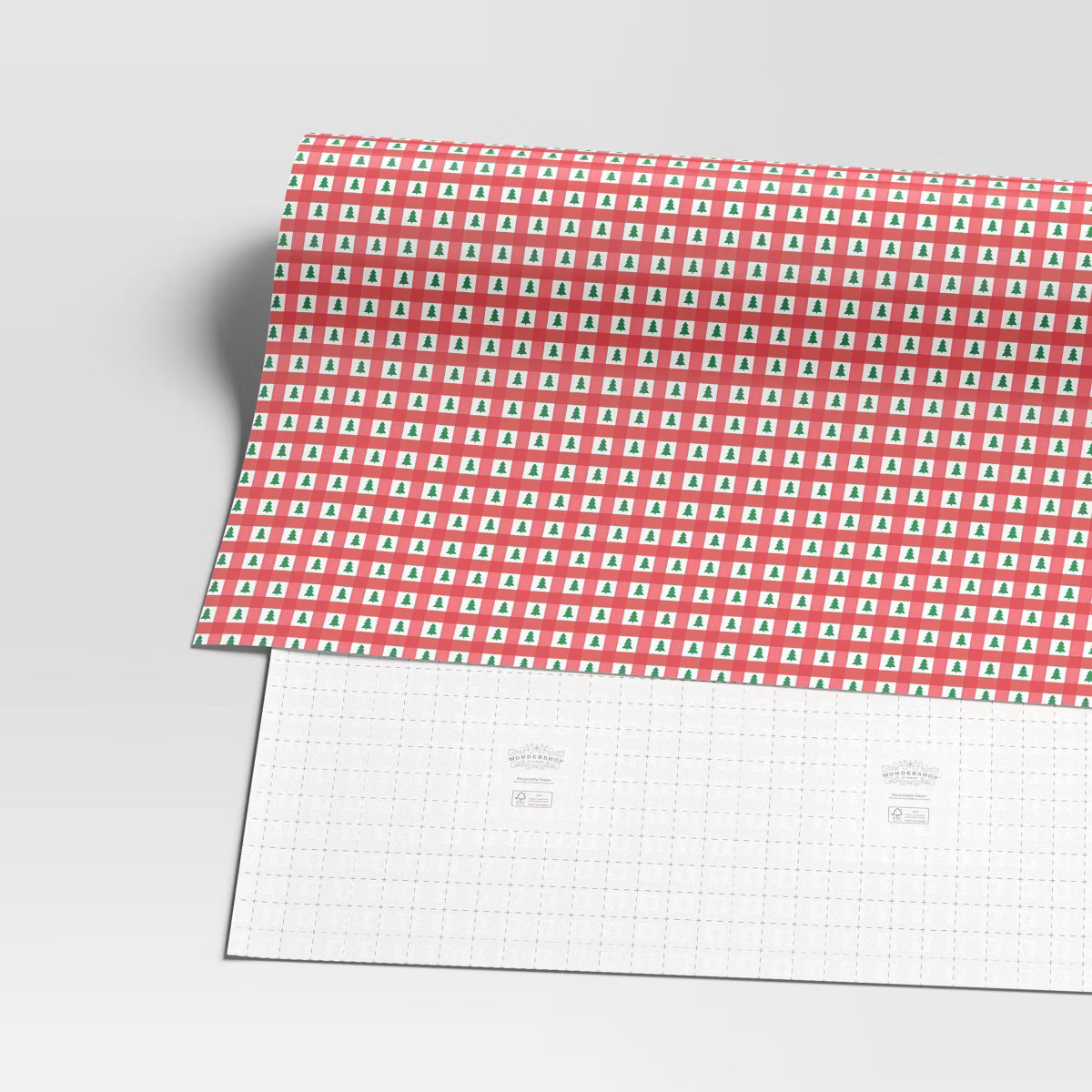 40" 125 sq ft Christmas Roll Wrap Trees in Gingham Red Plaid - Wondershop™ | Target