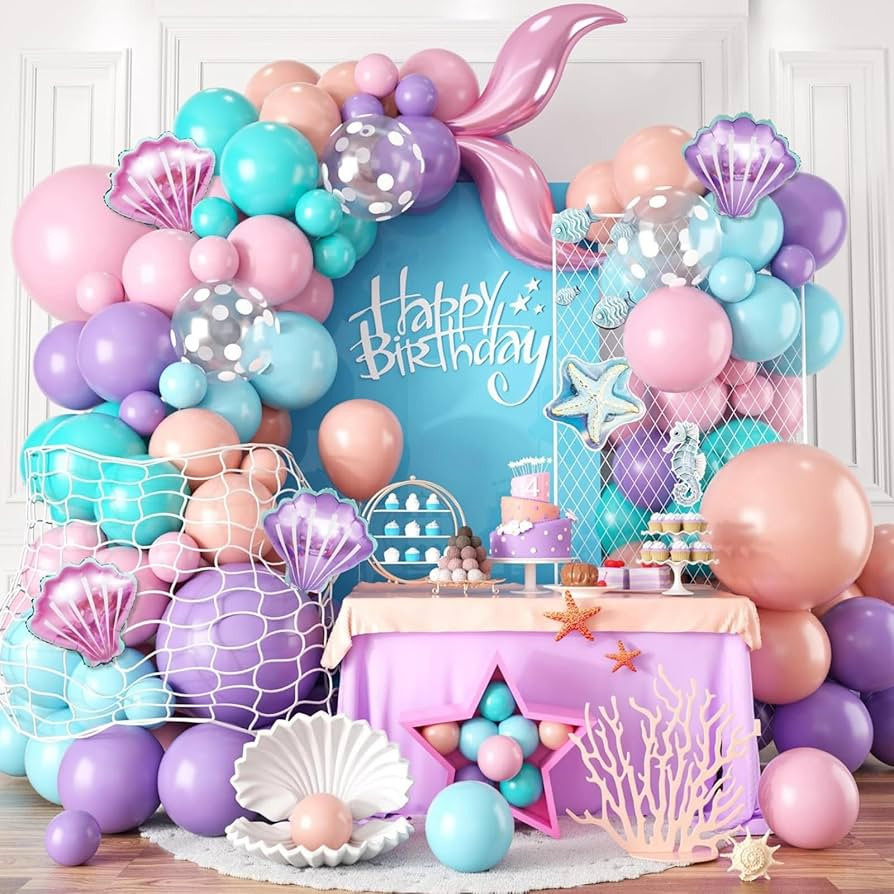 SINGOMON 127PCS Mermaid Birthday Decorations Mermaid Balloon Arch Kit Mermaid Balloon Garland Kit... | Amazon (CA)