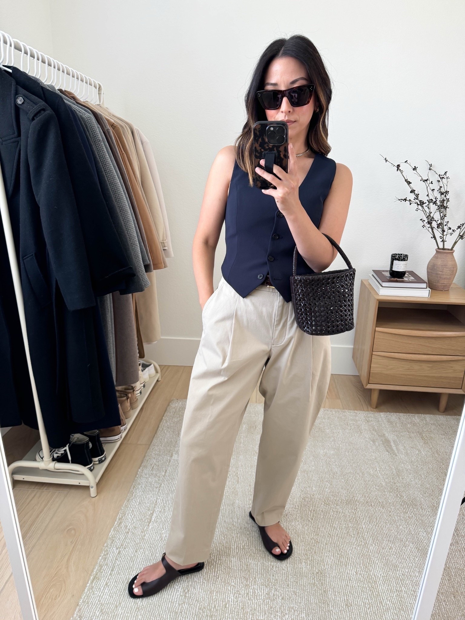 Aritzia chinos and and vest. Chinos are a size too big for me. I think the 2 would have fit much better. Great length on petites. Vest is a cropped option that pairs perfectly with high waisted bottoms. I'm in a size 2 and it fits like a glove. This style should be more fitted. 

Aritzia vest 2
Aritzia chino pants 4. But need the 2
Zara sandals 5
Madewell bag
Celine sunglasses 
J.Crew earrings
Doresey James necklace 15"

Petite style, summer outfits, summer style 

#LTKPetite #LTKSaleAlert #LTKFindsUnder100