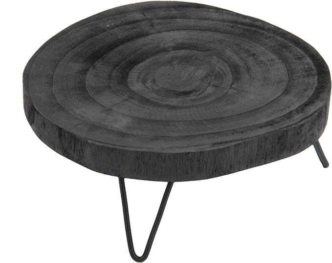 Creative Co-Op Decorative Paulownia Wood, Black Pedestal, 9" | Amazon (US)
