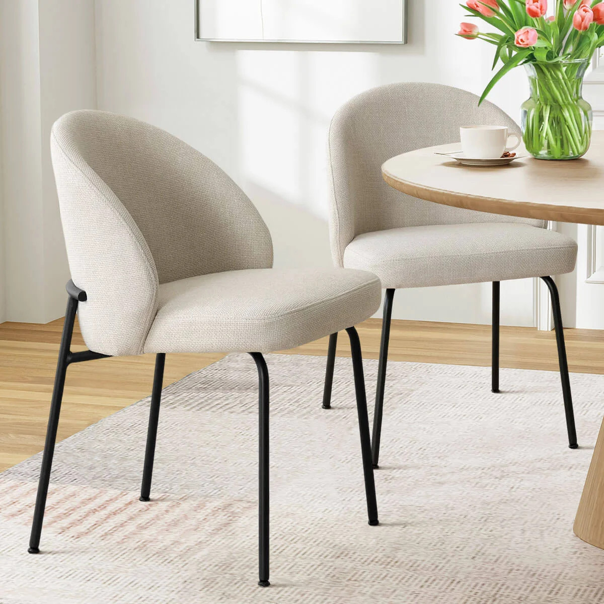 Modern Upholstered Dining Side Chairs with Curved Back & Padded Seat (Set of 2) | Wayfair North America
