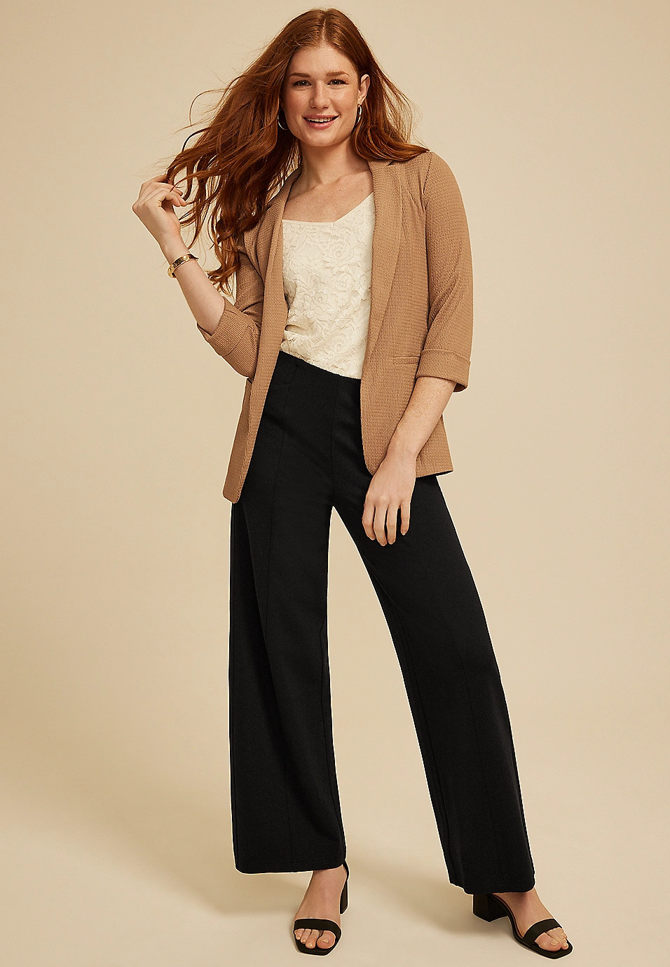 Ponte High Rise Wide Leg Pant | Maurices