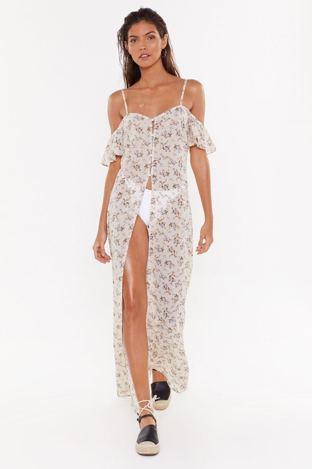 Chiffon Floral Cover-Up Maxi Dress | NastyGal (US & CA)