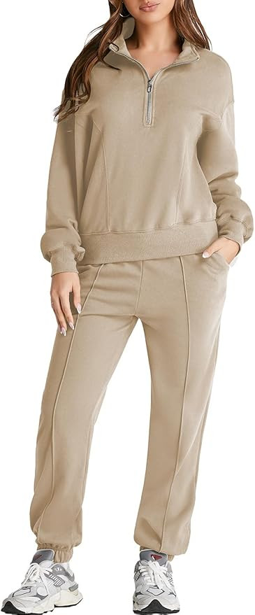 Herseas Women 2 Piece Outfits Sweatsuit Sweatshirt Sweatpants Tracksuit Sweat Lounge Matching Set... | Amazon (US)