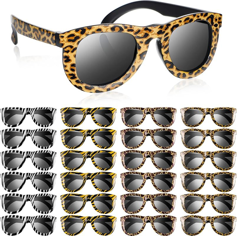 Cindeer 24 Pairs Safari Animal Print Sunglasses for Kids Assorted Zoo and Jungle Theme Sunglasses... | Amazon (US)