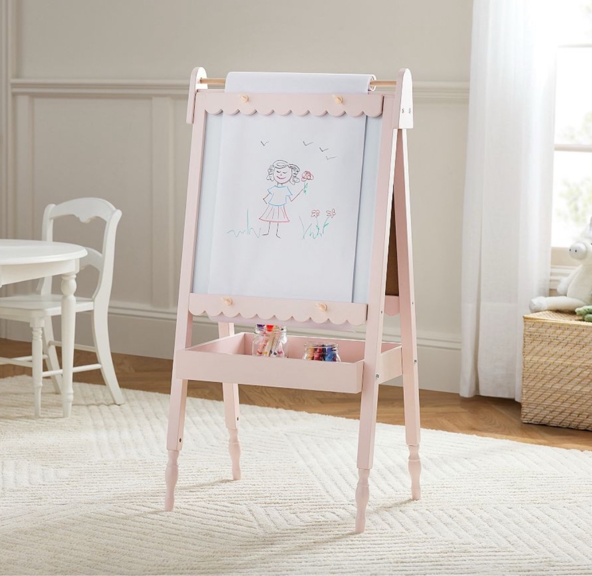 The cutest pink scalloped art easel I've ever seen! 
Kids furniture
Kids art 
Playroom
Craft room
Kids crafts 

#LTKSaleAlert #LTKFindsUnder50 #LTKGiftGuide