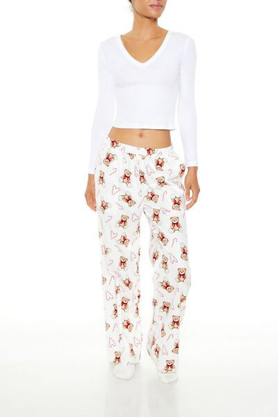 Teddy Bear Wide-Leg Pajama Pants | Forever 21