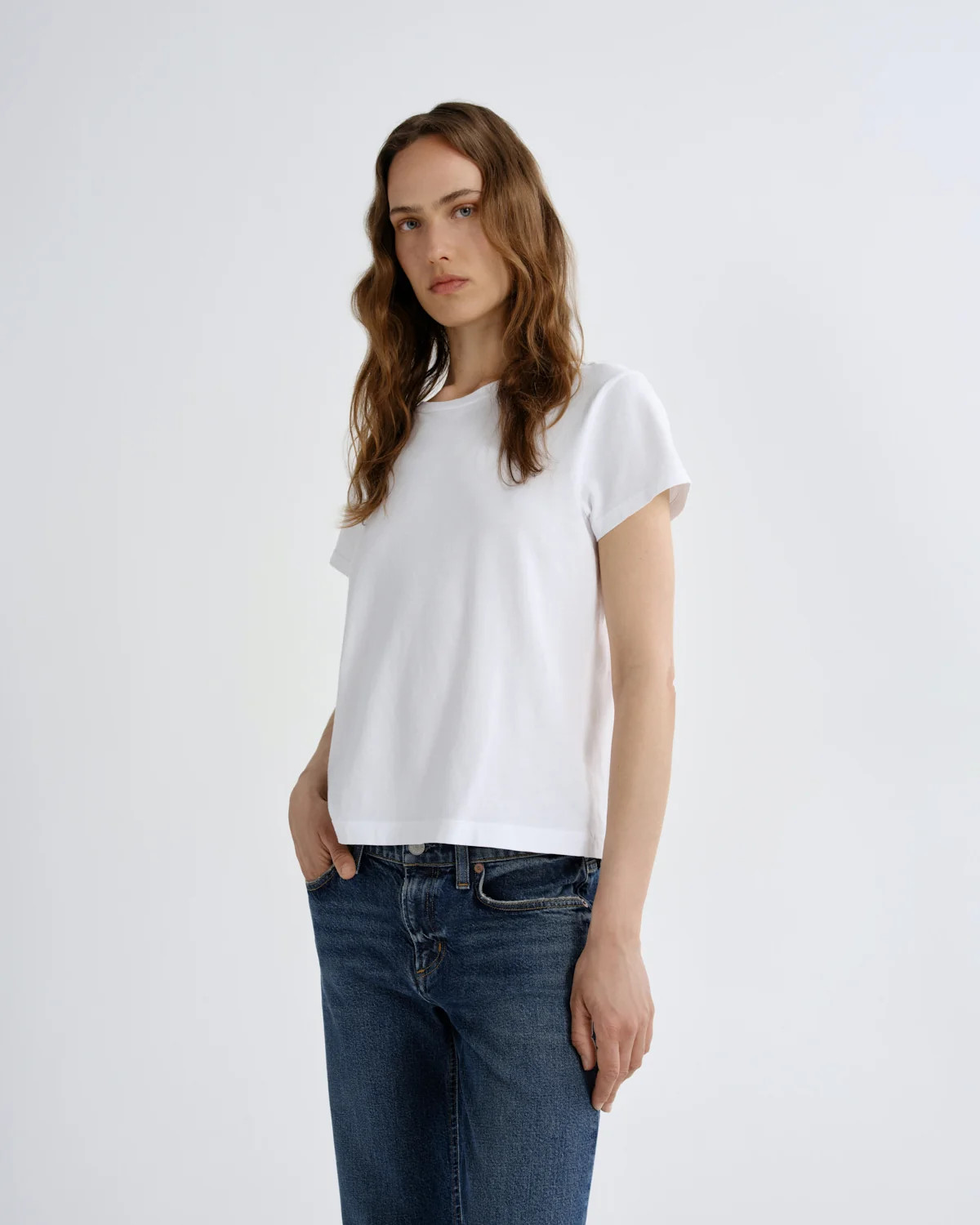 Long Line Adine Tee in White | AGOLDE