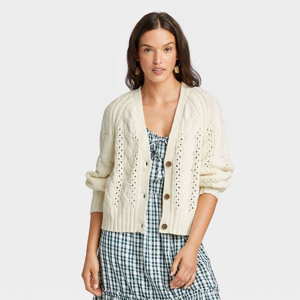 Women's Button-Front Cable Stitch Cardigan - Universal Thread™ | Target