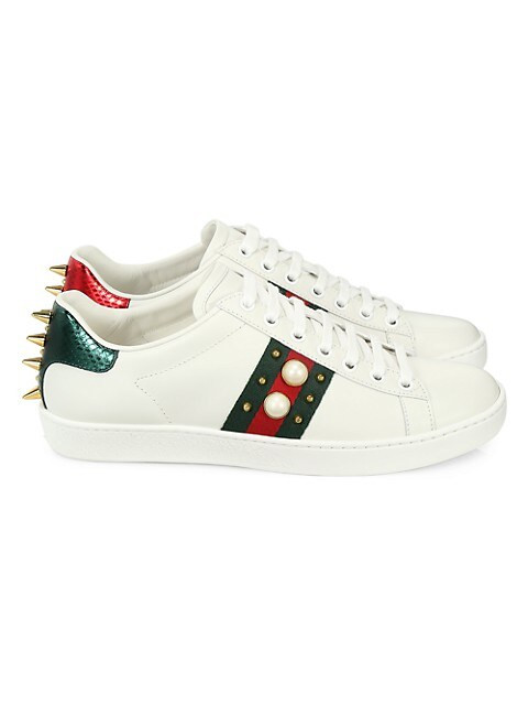 Stud Web Leather Sneakers | Saks Fifth Avenue