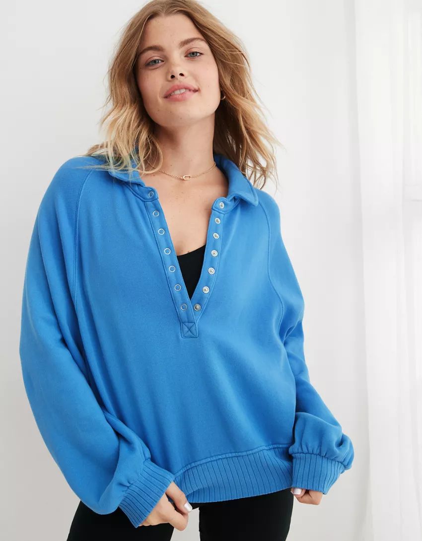 Aerie Quarter Snap Sweatshirt | American Eagle Outfitters (US & CA)