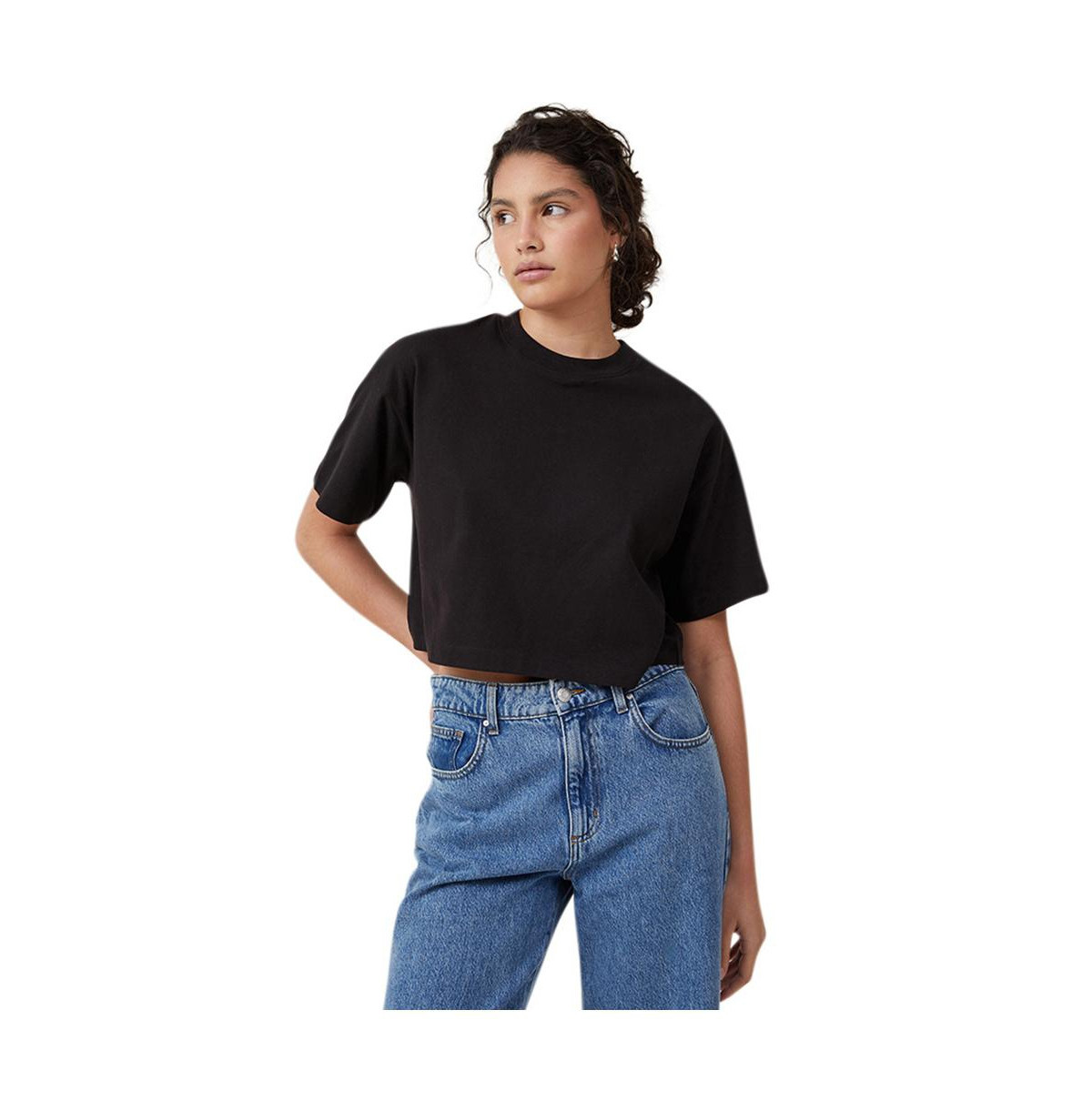 Cotton On Women's Cropped Boxy Tee - Black | Macy's