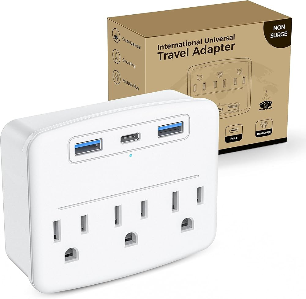 Cruise Power Strip Foldable Non Surge Protector with USB C Outlets 3.4A Total, Multi Plug Wall So... | Amazon (US)