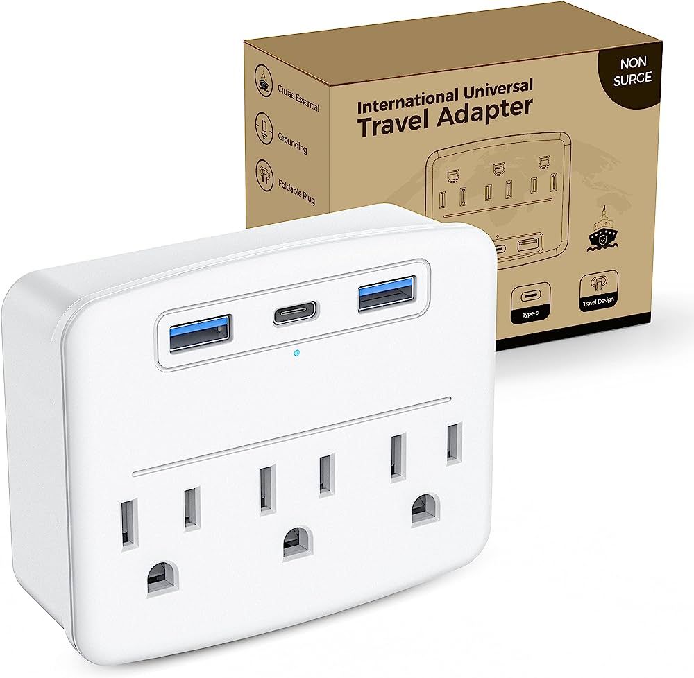 Cruise Power Strip Foldable Non Surge Protector with USB C Outlets 3.4A Total, Multi Plug Wall So... | Amazon (US)