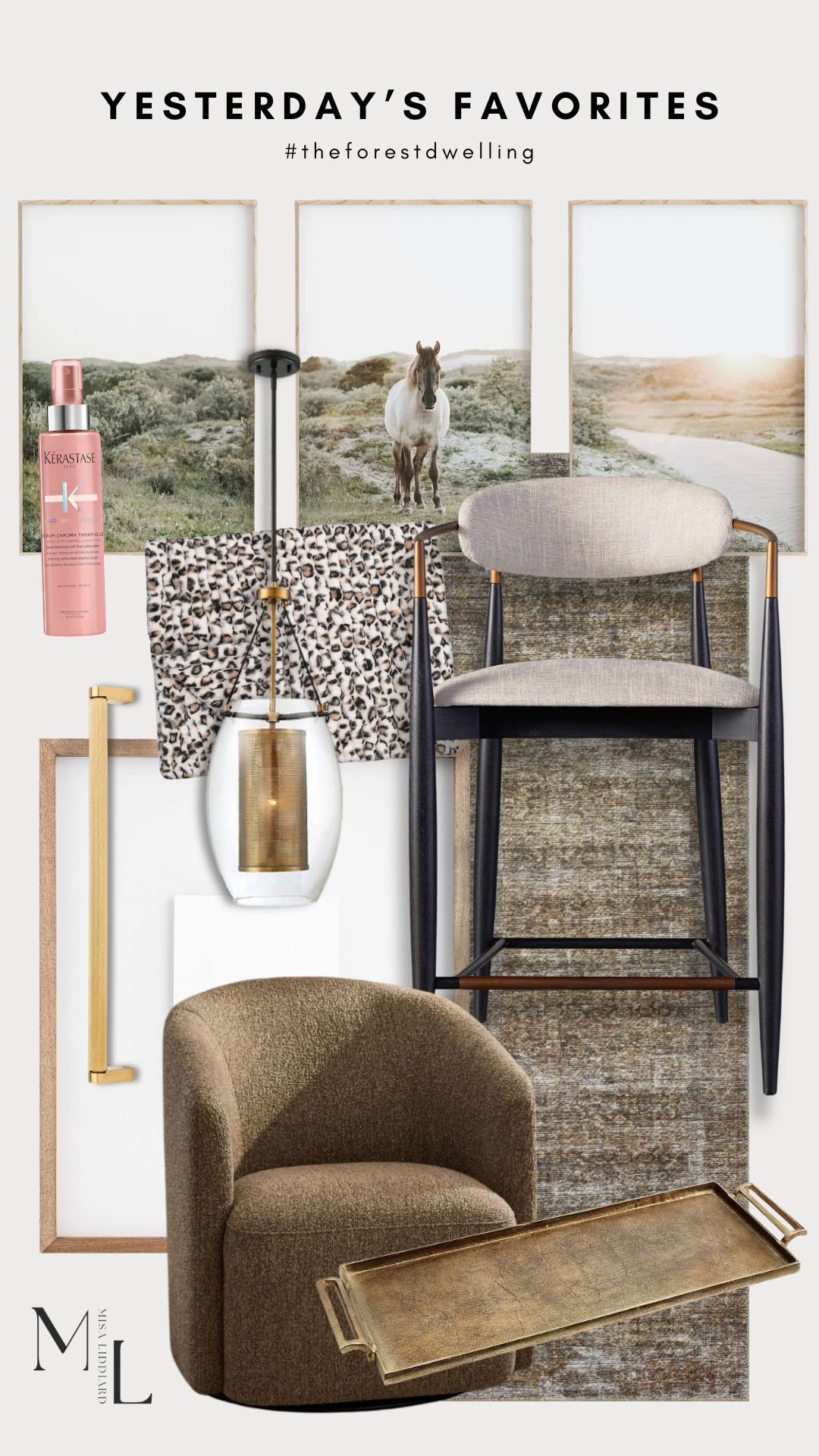 Sharing yesterday's favorites. The Antiqued Metal tray looks good through every season. One of my go-to coffee table accents. The horse prints work perfectly in the floating wood frames. Super easy to swap out for the season. We've had the Jagger stools for years and they've held up really well. The Dunbar pendant is what we have styled down our whole hallway. One of my favorite fixtures. 

 #LTKdayinmylife #LTKHome