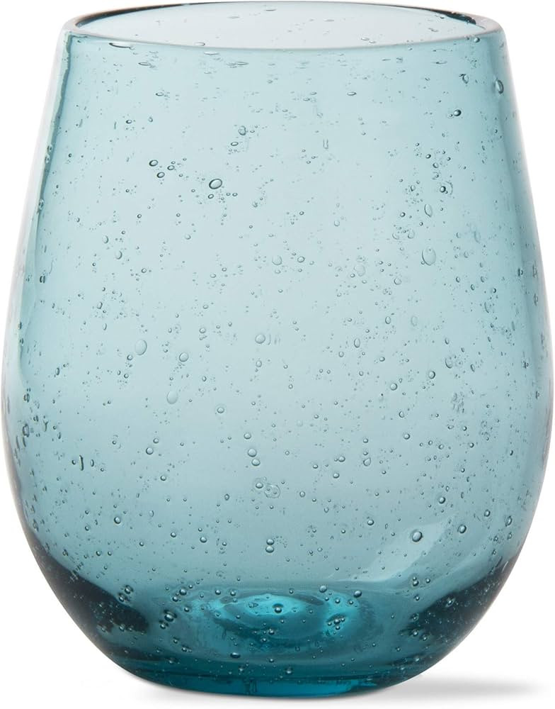 tag 16 oz. Single Bubble Glass Stemless Wine Drinkware Aqua Dishwasher Safe Beverage Glassware fo... | Amazon (US)