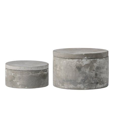 Gray Round Decorative Cement Box Set | Zulily