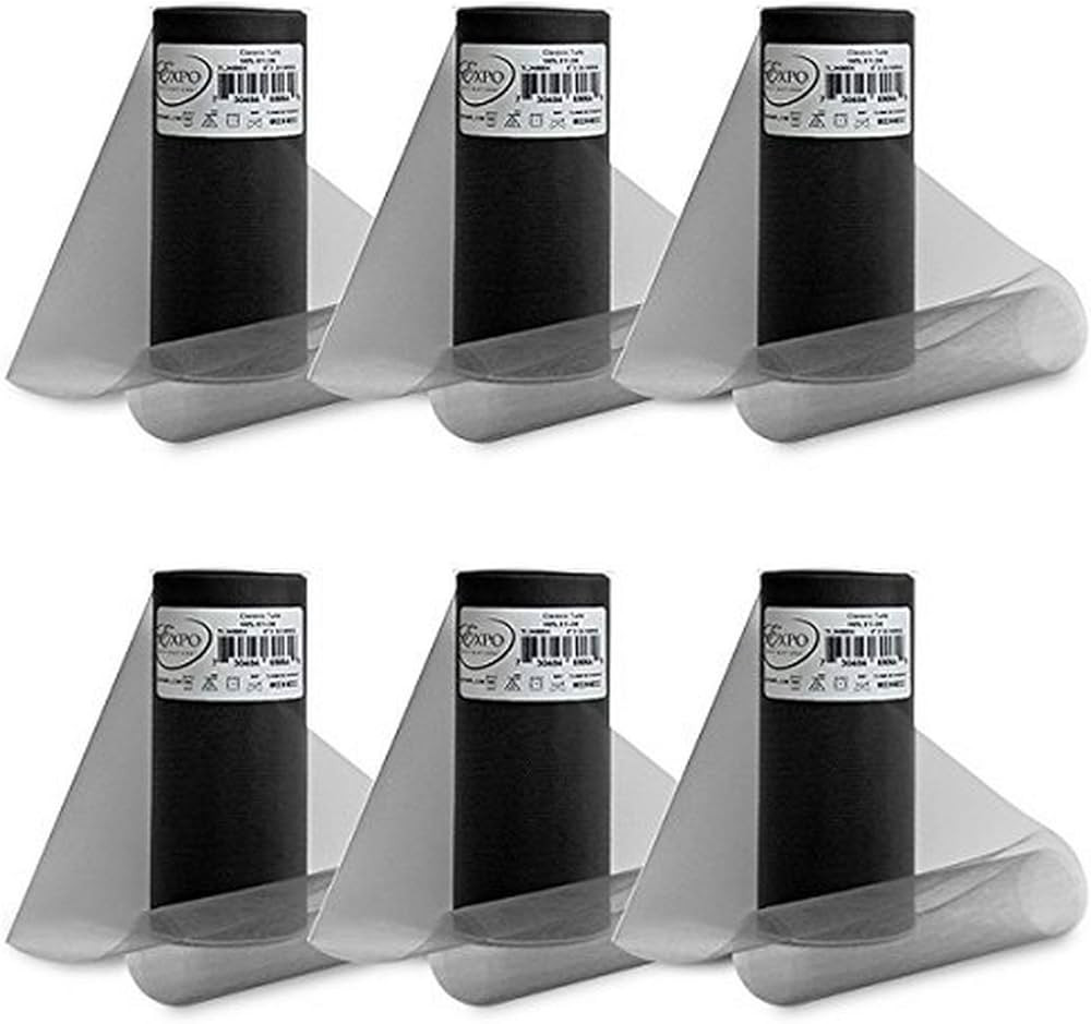 Expo International Pack of 6 Premium Matte Spool of 6-inch X 25 Yards | Black Tulle | Amazon (US)