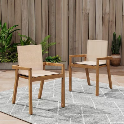 PAGED Set of 2 Patio Dining Chairs,Modern Outdoor Dining Chairs,21.5 inch Patio Armchair Suitable for Patio,Garden,Teak+Beige | Target