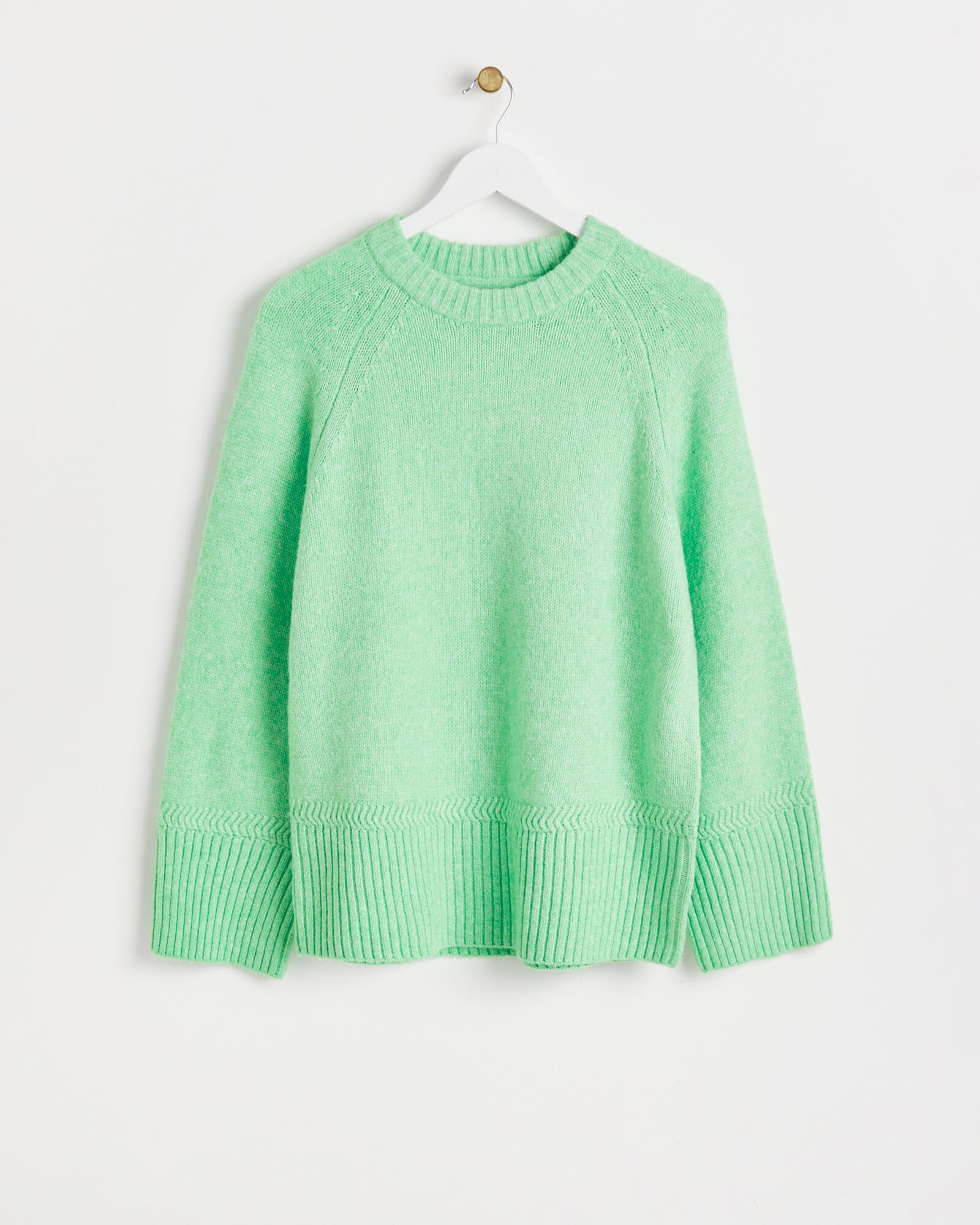 Longline Green Knitted Jumper | Oliver Bonas | Oliver Bonas (Global)