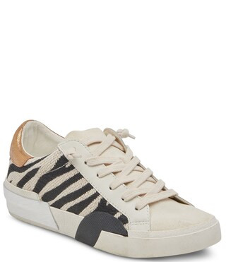 Zina Zebra Detail Leather and Fabric Sneakers | Dillard's