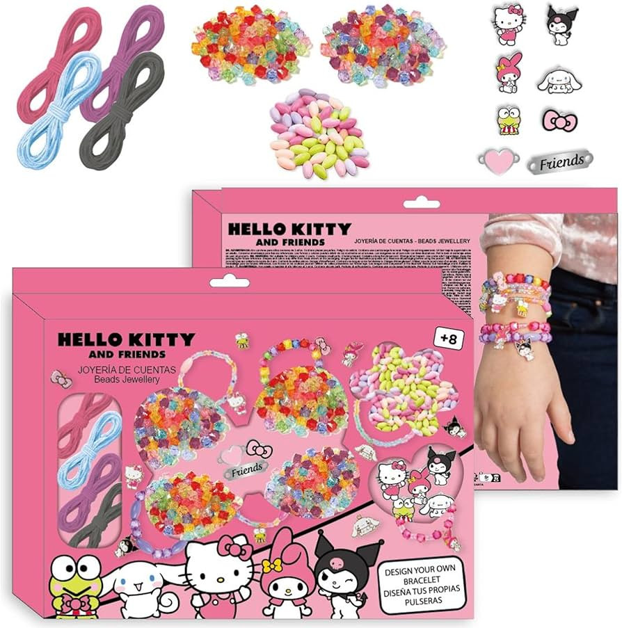 Hello Kitty and Friends Beads Jewelry Set-Design Your own Bracelets with Beads, Elastic and Chara... | Amazon (UK)