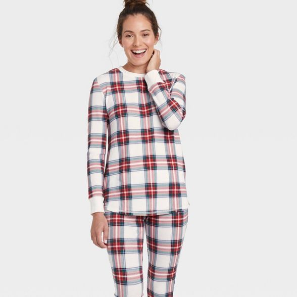 Women&#39;s Plaid Thermal Pajama Set - Stars Above&#8482; Green XS | Target