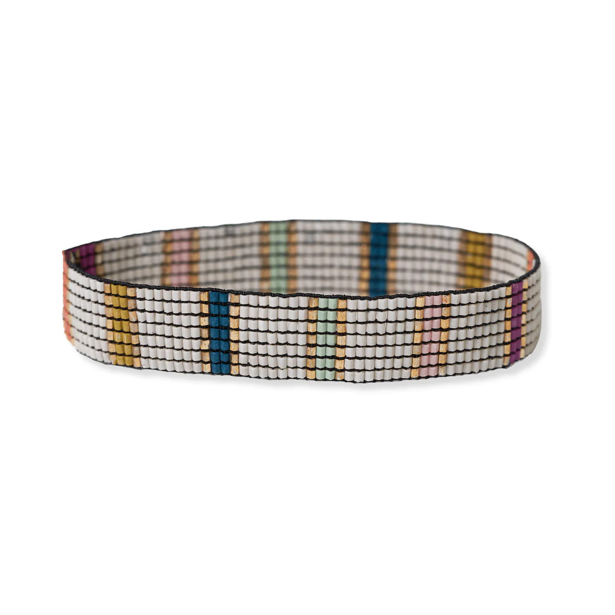 Alex Vertical Lines Beaded Stretch Bracelet Rainbow | INK+ALLOY